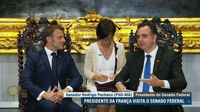 Macron no Congresso: presidente da França recebe as boas-vindas de Rodrigo Pacheco